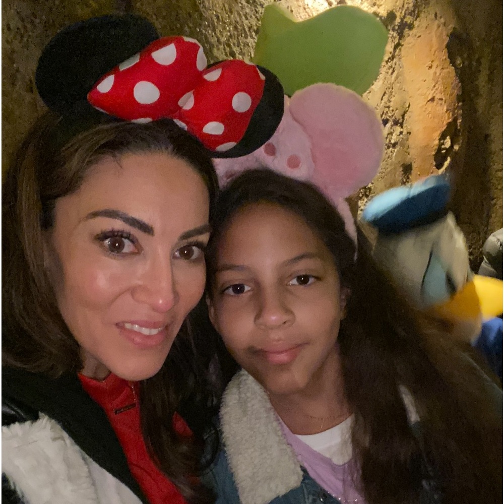 Disney Mickey ears with red polka dot bow